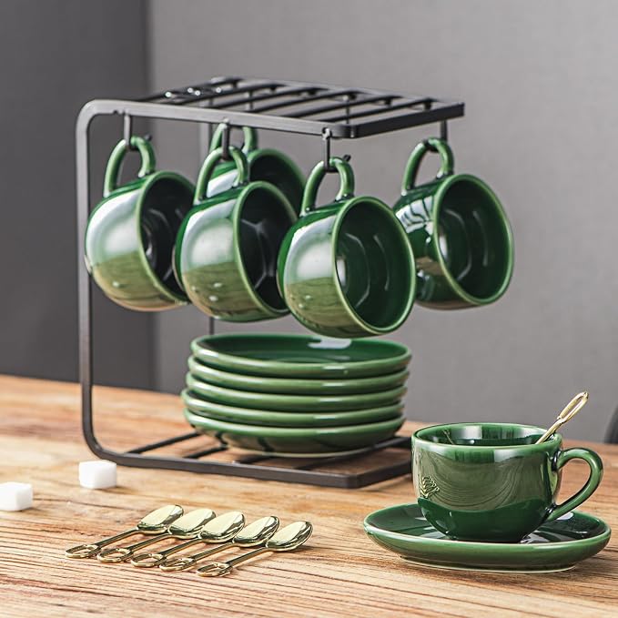 vicrays Ceramic Espresso Coffee Cups - 4 oz Porcelain Espresso Cups Set - Set - Image 3