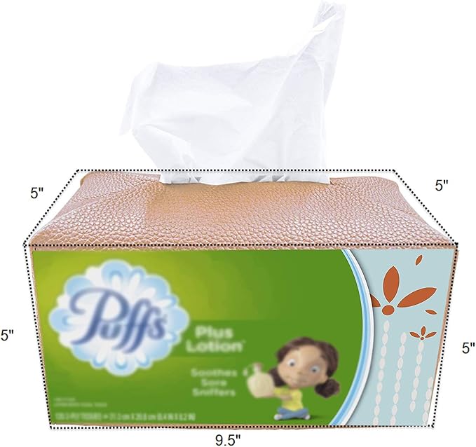 Carrotez Tissue Box Cover, [Refined] Modern PU Leather Rectangular Tissue Box Holder - Decorative Holder/Organizer for Bathroom Vanity Countertop, Night Stands, Office Desk 9.5"X5"X5" - Peach Pink