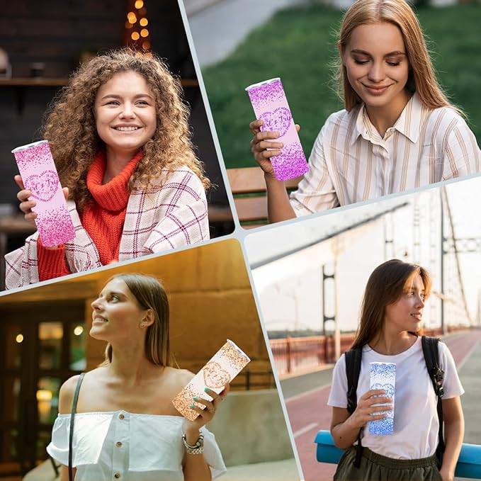 4 PCs Girls Trip 20oz Stainless Steel Tumbler, Girls Trip Gifts Favors Straight Skinny Coffee Mug, Insulated Tumblers Cups Weekend Gifts for Friendship Vacation Bachelorette Party