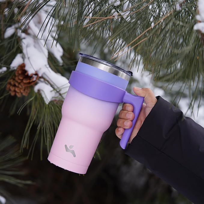 Konokyo 10 oz Tumbler with Handle and Straw, Insulated Travel Mug | Pastel - Image 6