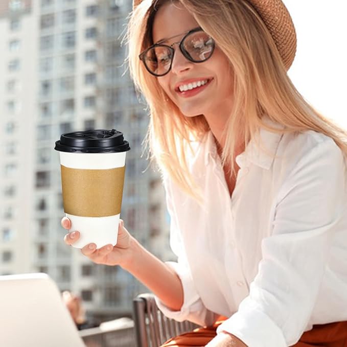 Lamosi 100 Pack 16 oz Disposable Coffee Cups - Image 8