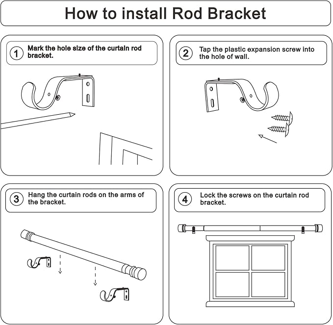Curtain Rods for Windows 16 to 48 or 60 Inches Max Adjustable Length 1 Inch Diameter Window Curtain Rod with Aluminium End Cap, Brushed Nickel