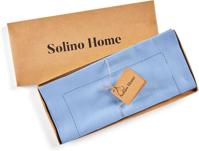 Solino Home 100% Pure Linen Dining Table Runner Cornflower Blue, 14 x 90 in | - Image 5