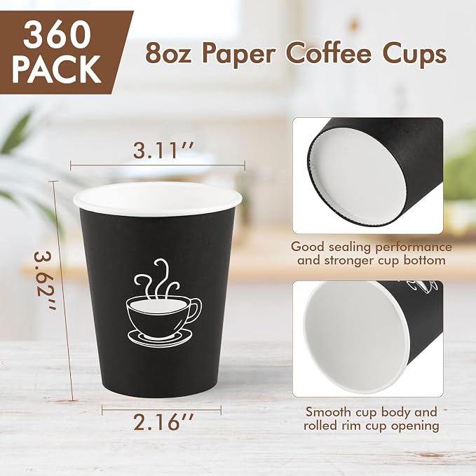 TV TOPVALUE 8 oz Paper Coffee Cups, Drink Dispensers - Image 3