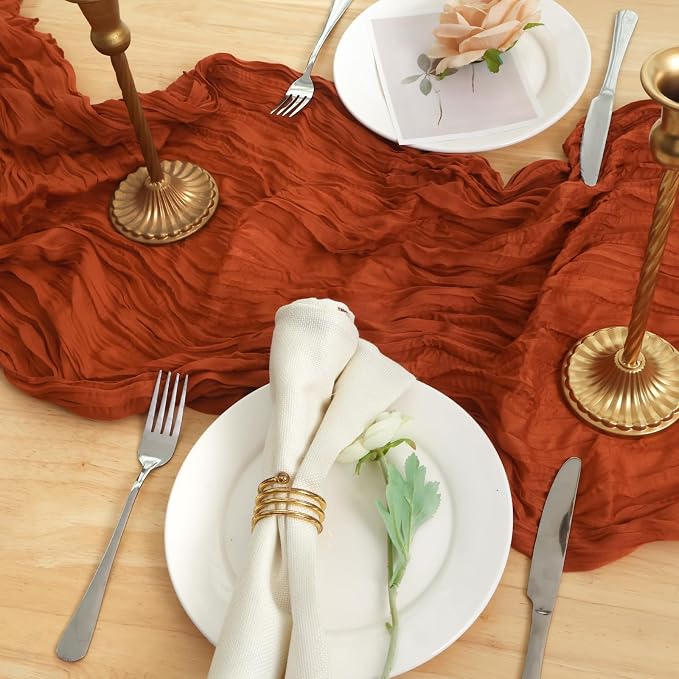6 Pack Terracotta Cheesecloth Table Runner 120 Inch Boho Wedding Decor | - Image 5