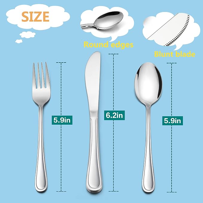 LIANYU 12-Piece Kids Silverware Set, Stainless Steel Toddler Utensils Set | - Image 2