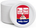 JOLLY CHEF 8.37 inch Disposable Paper Plates 140 Count, Heavy Duty Paper Plates for Everyday Use