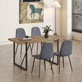 4 Chair Dining Table Set，Dinner Table Set for 4，55'' Kitchen Table and Suede Nap Fabic Chairs Set of 4, 5 Piece Dining Table Set for Kitchen Dining Room