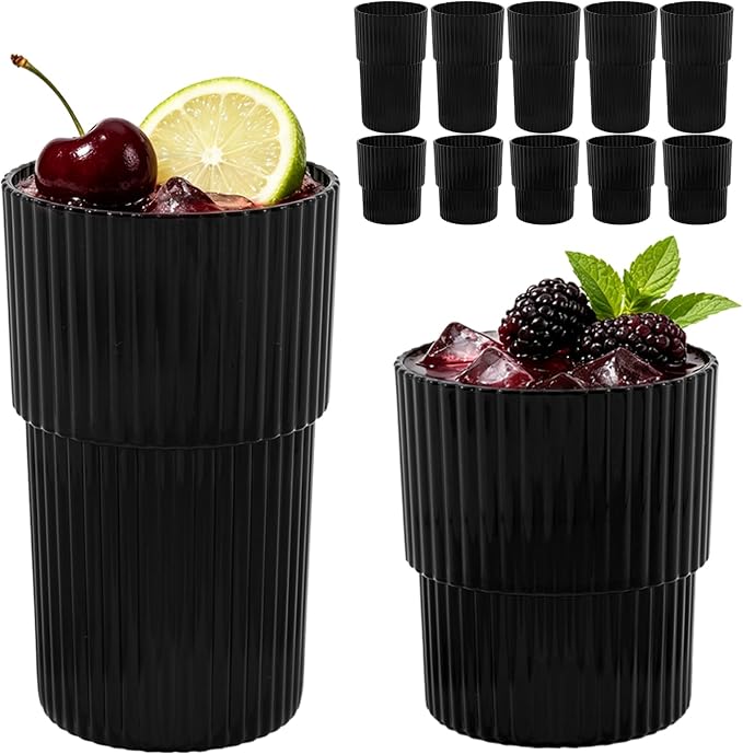 12 Pack Plastic Wine Glasses, 16 Oz Highball Glasses & 12 Oz Cocktail Glasses by Unknown