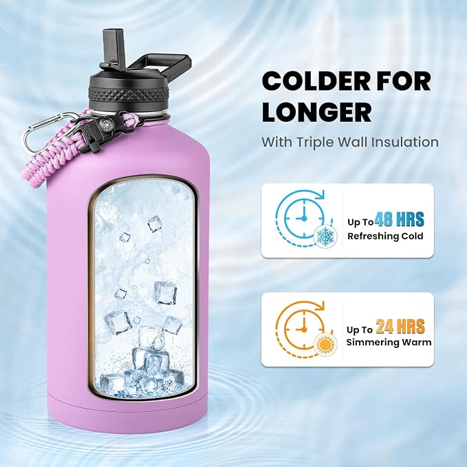 RAYMYLO One Gallon Water Bottle Insulated 128 oz, Stainless Steel | Triple - Image 2