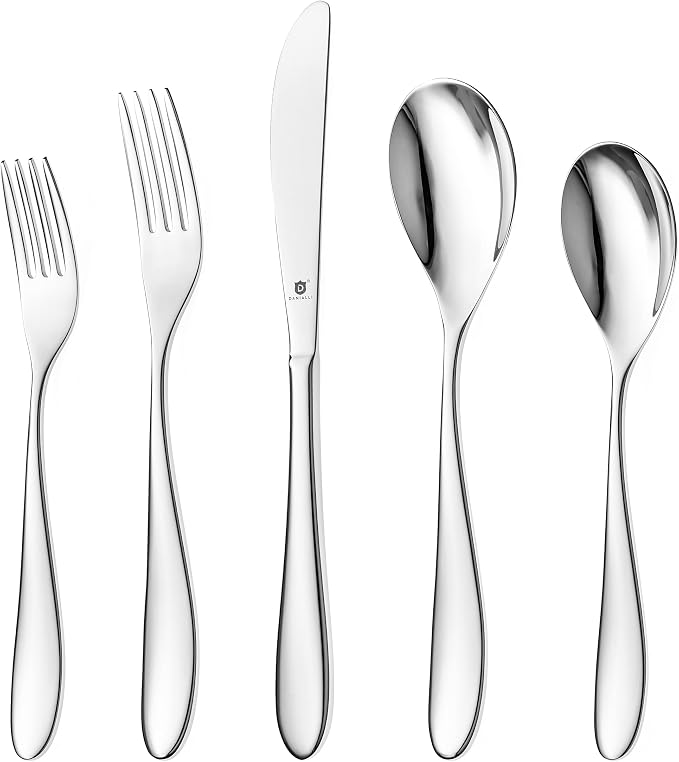 Silverware Set for 12 | 18/10 Stainless Steel Flatware Set | Mirror Finish by DANIALLI