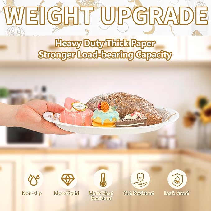 50Pcs Magical Oval Paper Plates 10" x 12" Large Disposable Heavy Duty Golden Wizard Theme Paper Platters Fantasy Magic Dessert Plates for Boy Girl Magical Wizard Themed Birthday Party Supplies