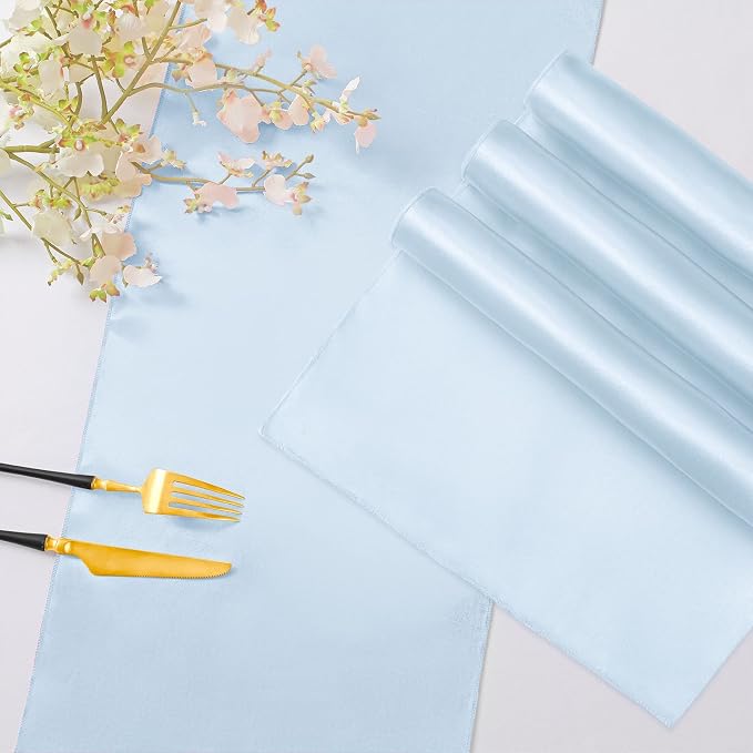 Horbaunal 12 Pack Light Blue Satin Table Runner 12 x 108 Inch | Smooth Table - Image 5