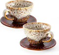 2 oz Espresso Cups and Saucers Set of 2, Ceramic Tea Cup by YINUOWEI