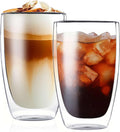 MESNEY 17oz Double Walled Glass Coffee Mugs, Glass Coffee Mugs Set of 2 by MESNEY