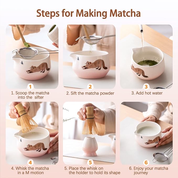 Matcha Set with Cat Pattern, 17 OZ Matcha Bowl, Matcha Kit - Image 8