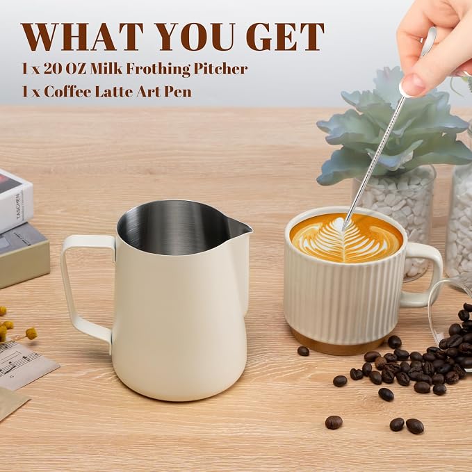 Amrules Milk Frothing Pitcher, 20oz Milk Frother Cup - Image 3