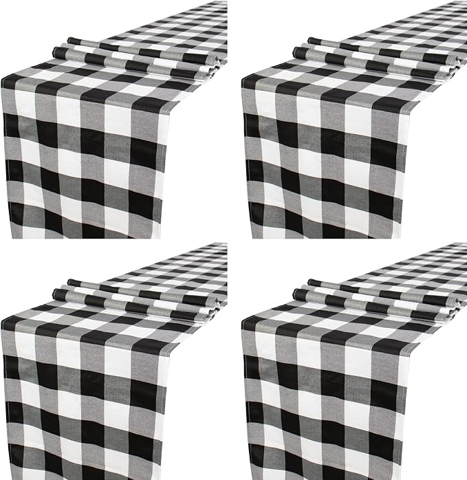 ShinyBeauty 4 Pack Checkered Table Runners by ShinyBeauty