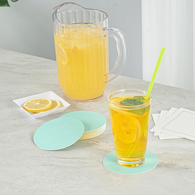 Restaurantware Paper Coasters 1000 Pack of 4 Inch Disposable Beverage Coasters Absorbent for Hot and Cold Drinks Turquoise Coffee Cup Essentials for Table Decor, Kitchen, Home or Living Room