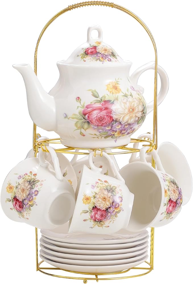 20-Pieces Porcelain Tea Sets For Women, Tea Set For Adult - Image 2