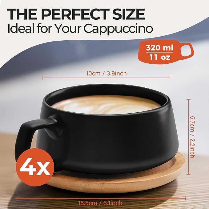 MIAMIO - Cappuccino Cup Set of 4, Wide - Luxe | Ceramic cappuccino cups and - Image 6