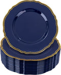 60 Pcs Blue Gold Dessert Plates by Hioasis