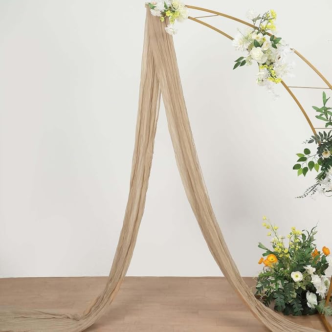 Efavormart 20ft Beige Gauze Cheesecloth Wedding Arch Drapery Fabric, Extra Long - Image 2
