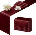 Manyshofu Maroon Satin Table Runner 12x108 by Manyshofu