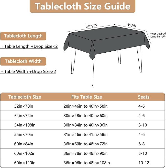 Fabric Rectangle Grey Tablecloth 60 x 102 Inch Faux Linen Textured Stain Resistant & Reusable Rectangular Gray Table Cloth Anti-Scratch for Dining Kitchen Party