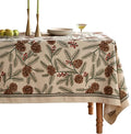 ISAENNE Designer Christmas Beige Linen Table Cloth for Rectangle Table,Pinecones Pattern Indoor Tablecloths,Washable Decor Tablecloth for Dining Thanksgiving Kitchen Christmas,55"*79"-Carol B