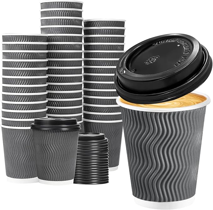 Lamosi 50 Pack 8 oz Insulated Disposable Coffee Cups by BuyNow