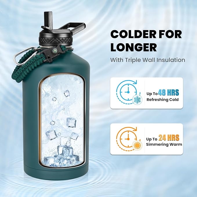 RAYMYLO One Gallon Water Bottle Insulated 128 oz, Stainless Steel | Triple - Image 2