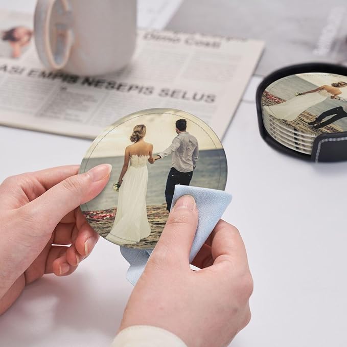 Customized Coasters for Drinks Leather Drink Coaster - Image 5