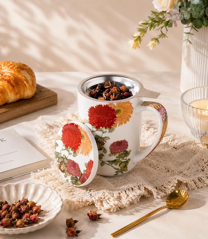 AmorArc Tea Cup With Infuser and Lid, 18oz Loose Leaf Tea Mug With Steeper | - Image 2