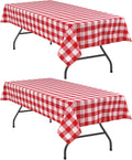 Red and White Plaid Tablecloth Waterproof, 2 Pack, 54 x 108 inch | Buffalo by Hiasan