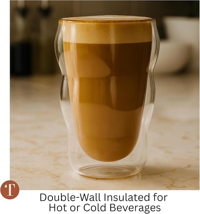 Teaspressa White Glass Cloud Cup 12 oz Double-Wall Insulated Borosilicate Glass - Image 6