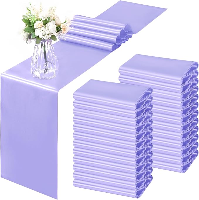 Horbaunal 24 Pack Lavender Satin Table Runner 12 x 108 Inch | Smooth Table by Horbaunal