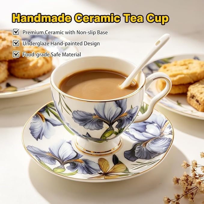 Bone China Tea Cup and Saucer Set - Image 2