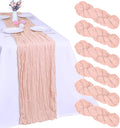 6 Pack Blush Pink Cheesecloth Table Runner 35 x 120 Inch | Boho Gauze Fabric by RestfulGlow