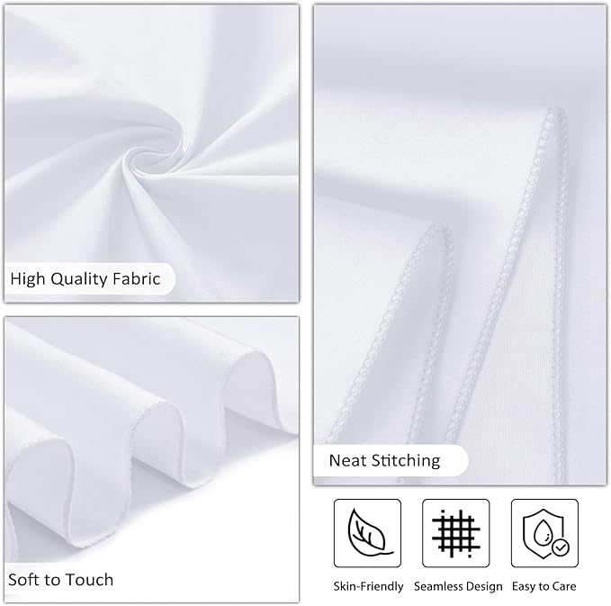 8 Pack White Round Tablecloth 60 Inch White Table Cloth (Fits 20-48 Inch Tables) Stain and Wrinkle Resistant Reusable and Washable Polyester Fabric for Buffet Wedding Party and Banquet