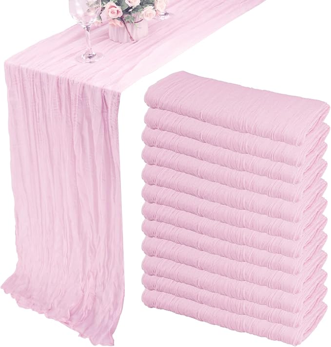 12 Pack 10Ft Cheesecloth Table Runner 35x120 Inch Boho Gauze Table Runner by Fivenl