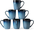 MONITO 14oz Ceramic Coffee Mugs Set of 6, Ice-Snow Blue Mugs by MONITO