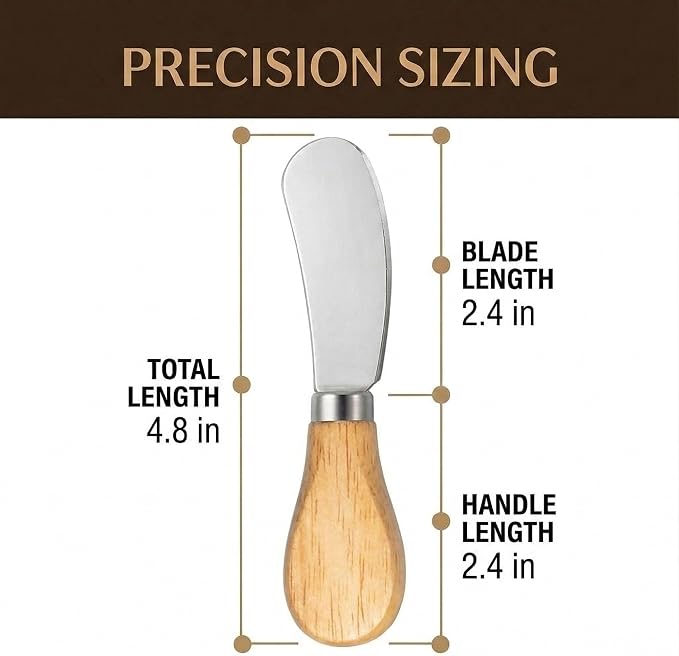 Small Cream Cheese Spreader Knives Set, Wooden 5in, Stainless Steel Butter - Image 2