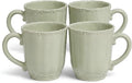 SANGO Bethany Sage Mugs Set of 4, 15 oz Stoneware Green Coffee Mugs, Vibrant by Sango