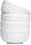 25DOL 22 oz Ceramic Bowls Set of 4 – Embossed Nature-Inspired Design, Versatile by 25DOL