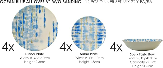 Tudor Royal 12-Piece Round Porcelain Dinnerware Set, Service - Image 2