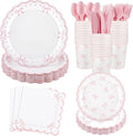 Natnarr 25 Set Pink Bow Birthday Decorations Cute Bow Plates Napkins Set | 9" by NatNarr