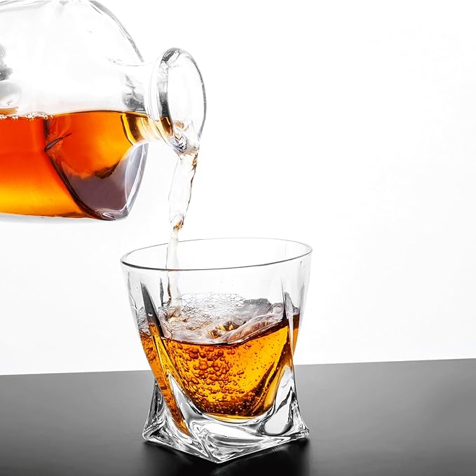 KANARS Old Fashioned Whiskey Glasses with Luxury Box - 10 Oz Twisted Liquor Tumblers for Scotch, Bourbon, and Cocktail Drinks - Set of 2 - Men Gift for Valentine's Day Birthday Anniversary