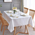maxmill Jacquard Table Cloth Waving Pattern Water Proof Wrinkle Free Heavy Weight Soft Tablecloth Decorative Fabric Table Cover for Outdoor and Indoor Use Rectangular 60 x 104 Inch White