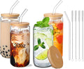 20oz Glass Cups with Lids and Straws Set of 4 – Aesthetic Large Iced Coffee by DAMCONME